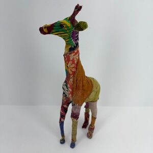 Vintage Fabric Wrapped Giraffe Large decoupage 18' Good Folk Art Decor